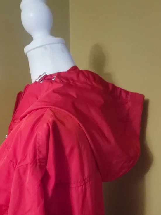 Jones New York Red Hooded Trench Coat with Zip Front - Picture 7 of 9